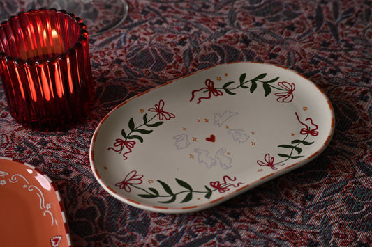 Ovaal bord christmas bunnies