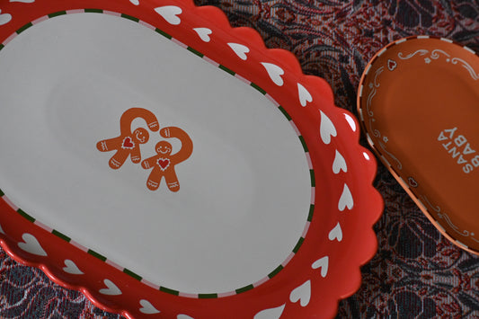 Large Oval Plate Heart and Gingerbread Man