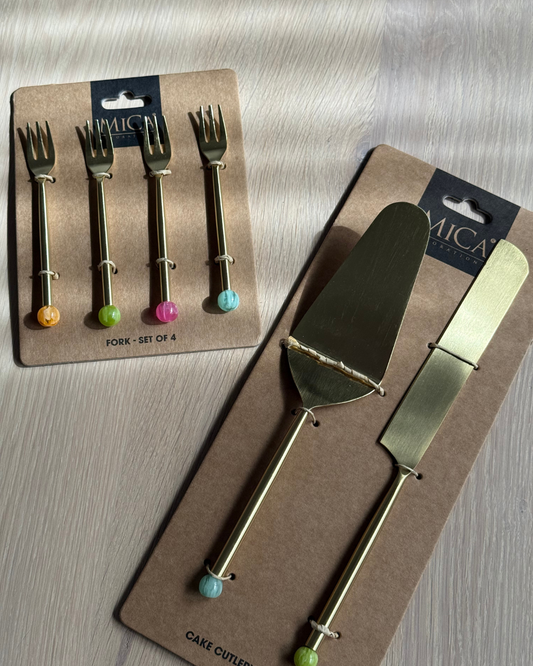Taartschep & taartmes – goud, set van 2