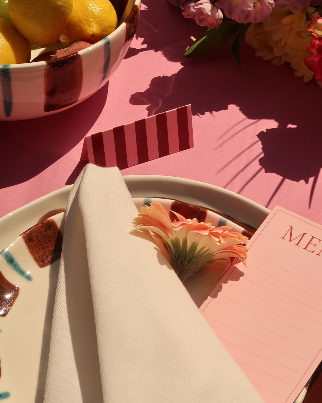 Menukaartjes – gestreept, set van 8