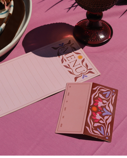 Menukaartjes – gestreept, set van 8