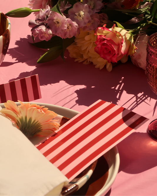 Menukaartjes – gestreept, set van 8