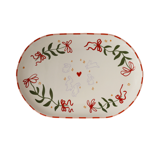 Ovaal bord christmas bunnies
