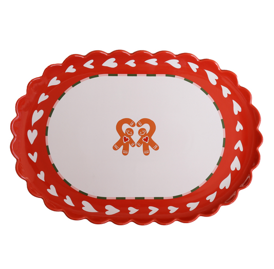 Large Oval Plate Heart and Gingerbread Man